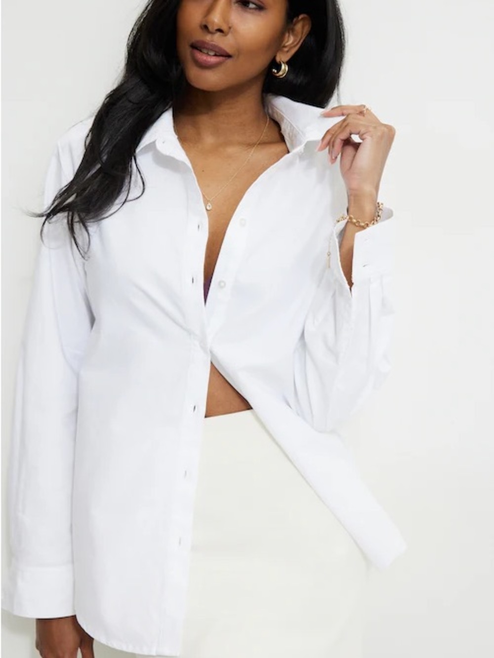 Dynamite White Button-Up Women's Shirt
